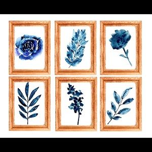 Vintage Blue Botanical Wall Fine Art Prints (6)